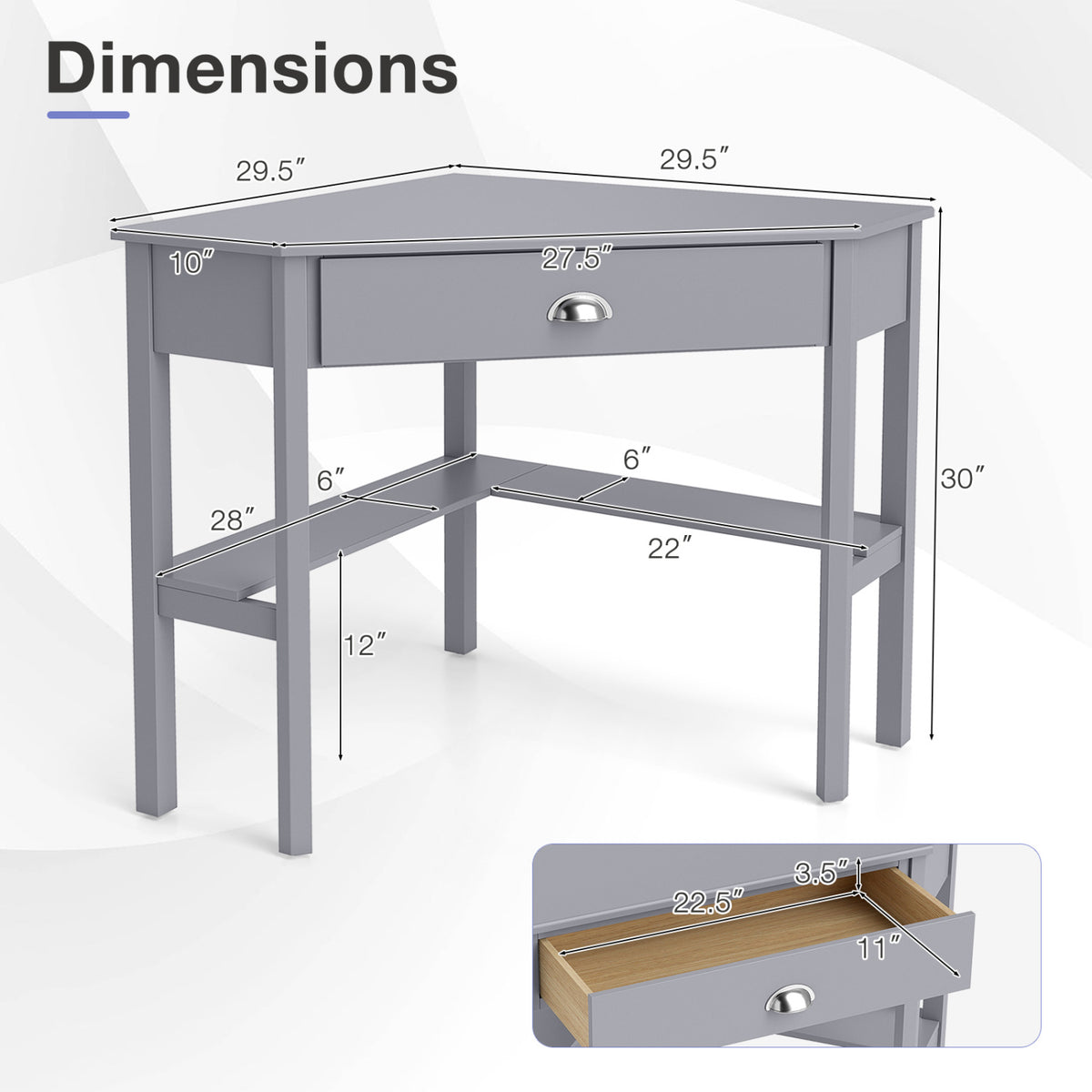Corner Wooden Piece Laptop Computer Desk