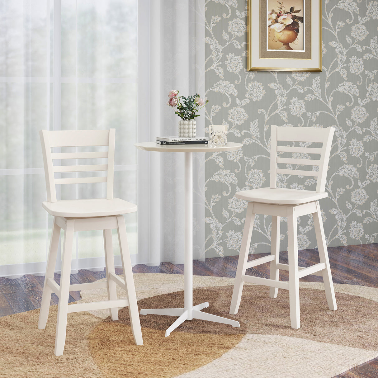 Counter Height Barstools Set of 2 with Footrest for Kitchen Island Bar