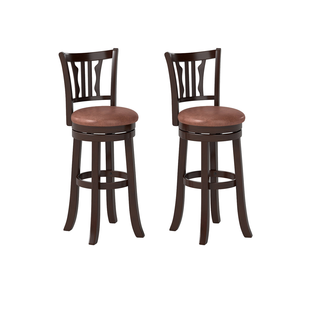 Counter Height Swivel Bar Stools Set of 2 with Back and Solid Rubber Frame