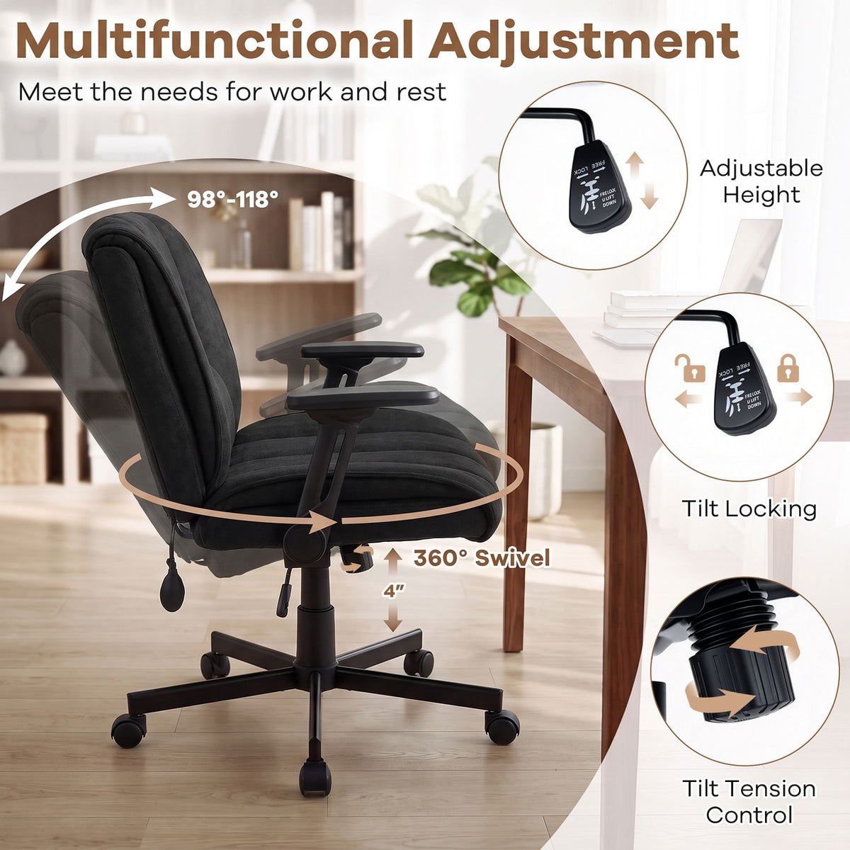 Criss Cross Home Office Chair with Airbag Lumbar Support