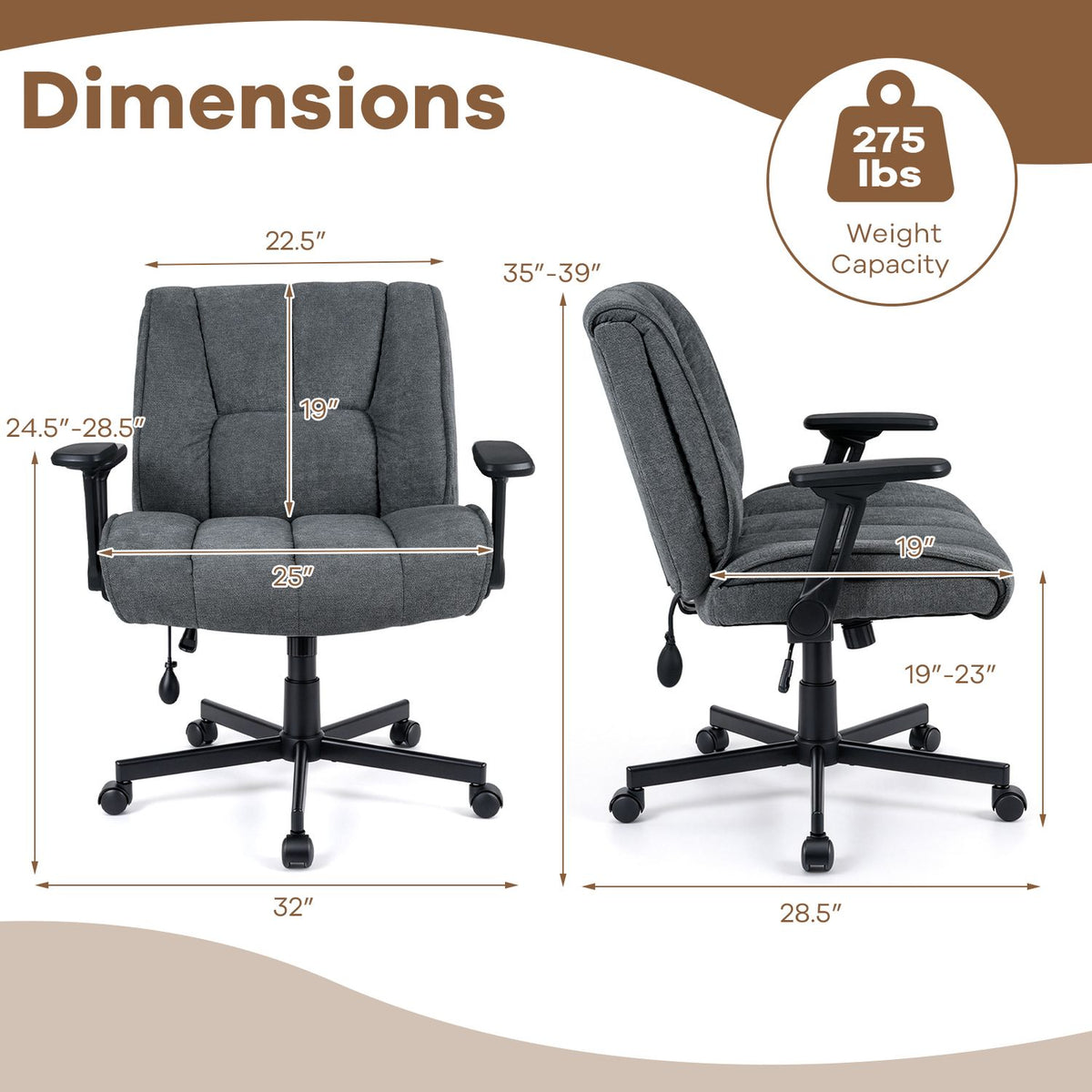 Criss Cross Home Office Chair with Airbag Lumbar Support