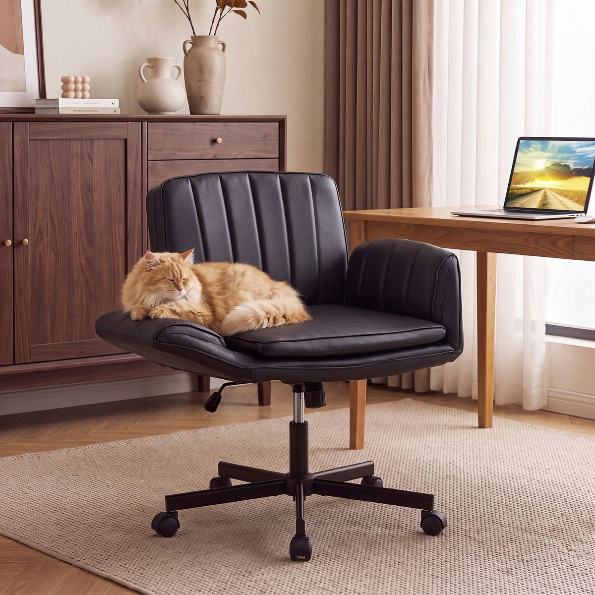 Criss Cross Office Chair with 5-Level Adjustable Arms and Wheels