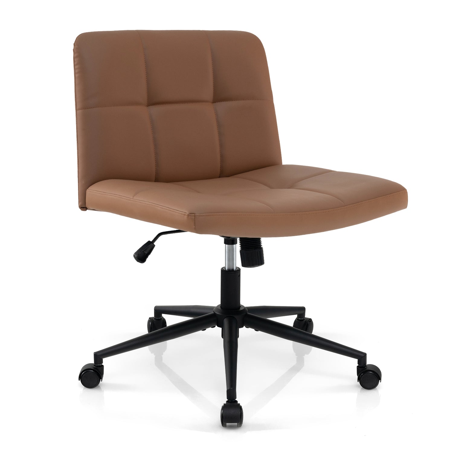 Height-adjustable Armless Desk Chair with Wheels for Home Office Make Up