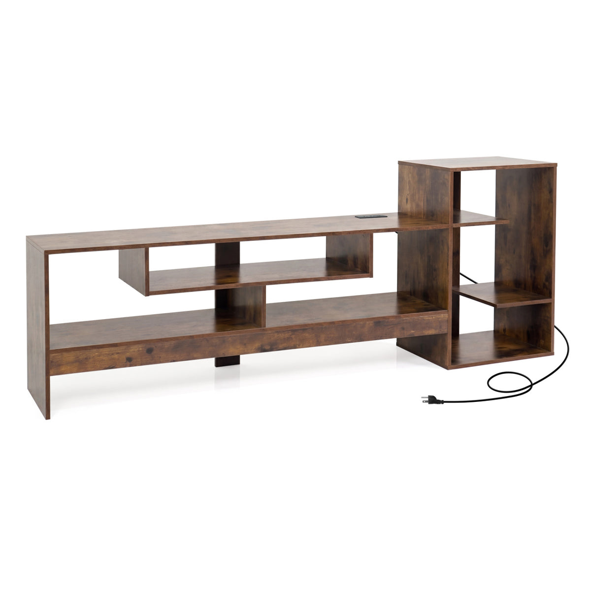 Cube TV Stand for 55 Inch TV with Power Outlets and Open Storage Shelves