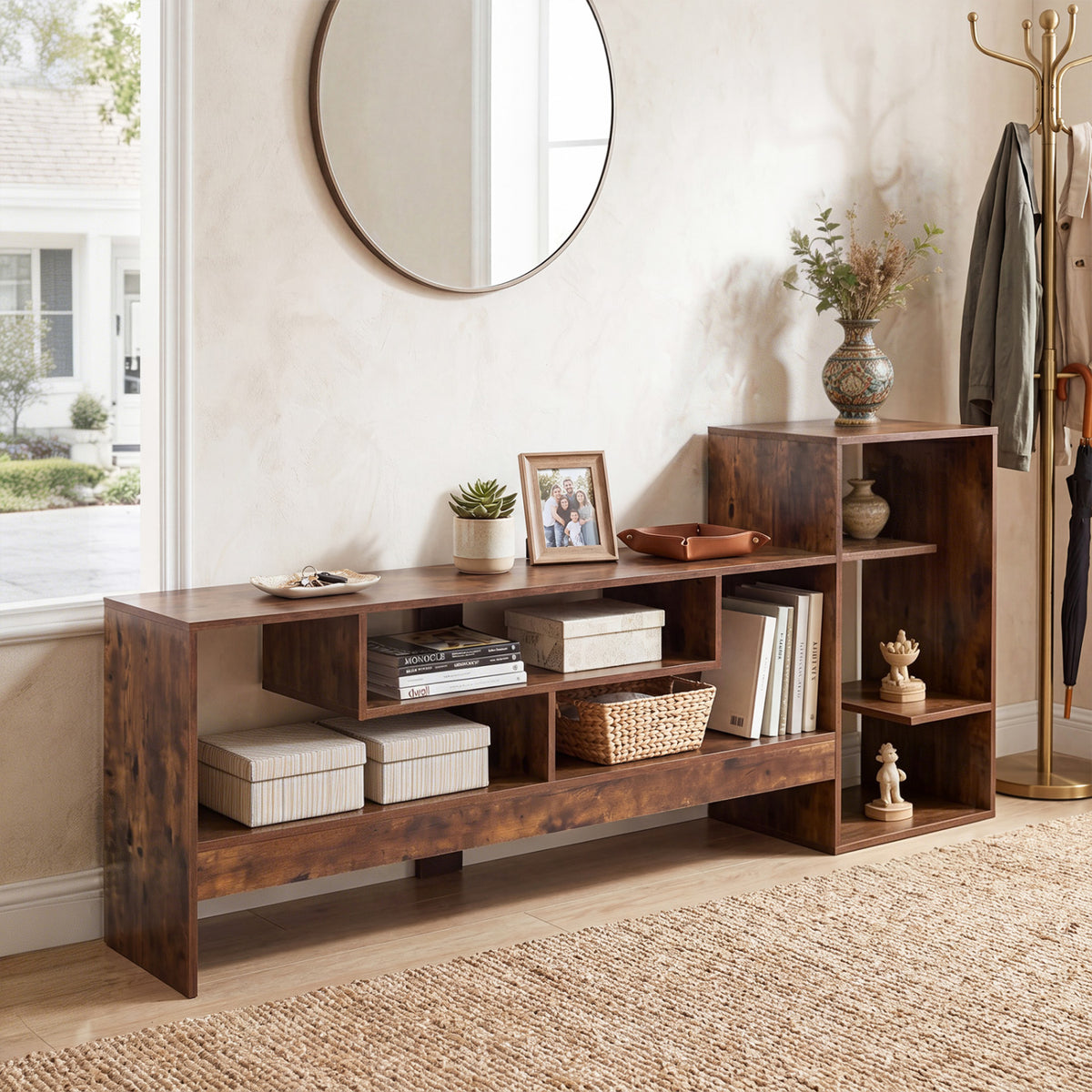 Cube TV Stand for 55 Inch TV with Power Outlets and Open Storage Shelves