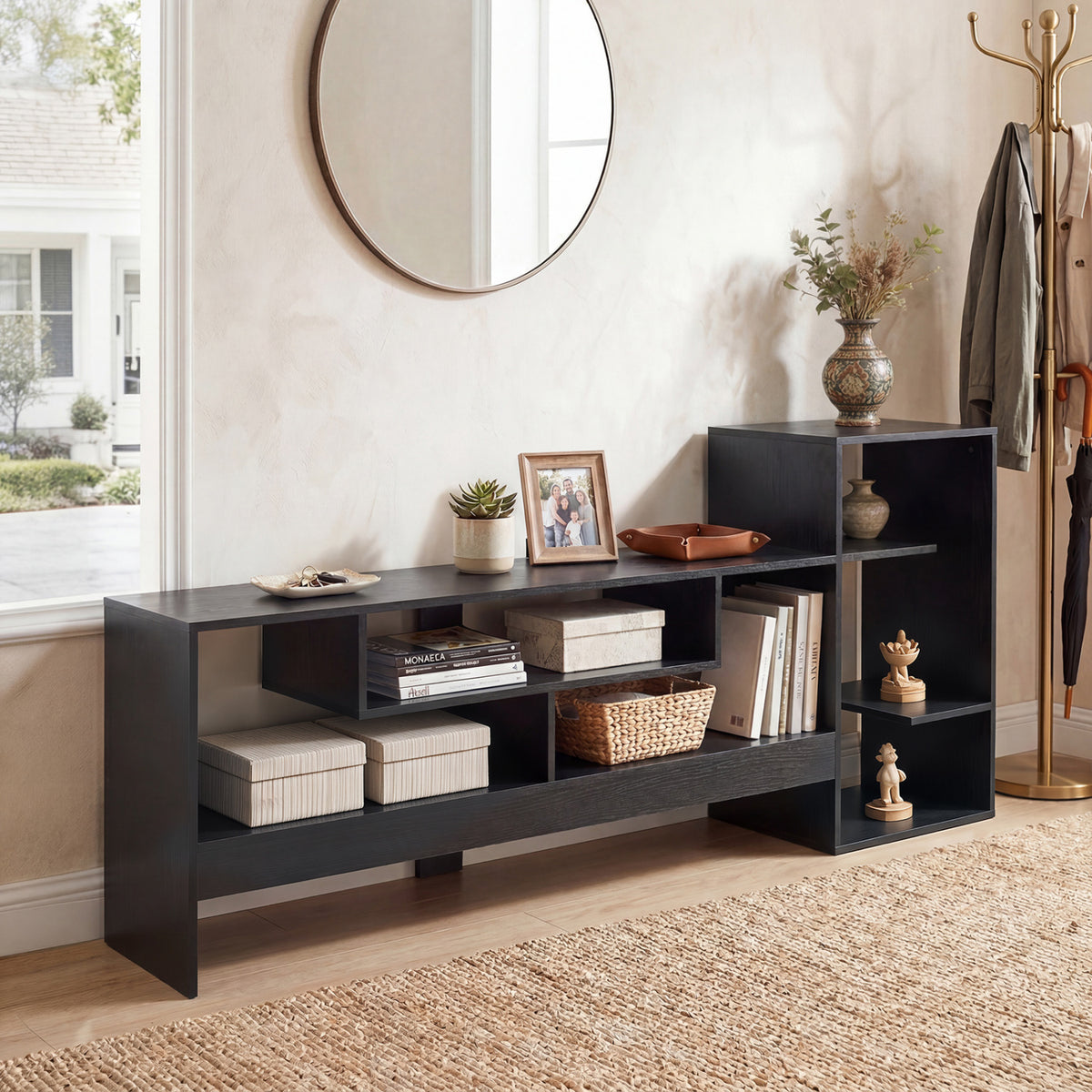 Cube TV Stand for 55 Inch TV with Power Outlets and Open Storage Shelves