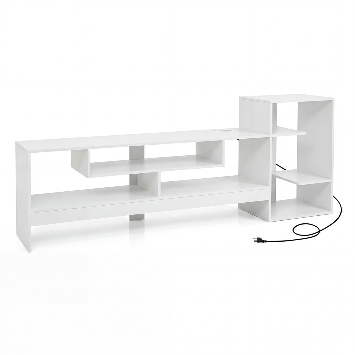 Cube TV Stand for 55 Inch TV with Power Outlets and Open Storage Shelves