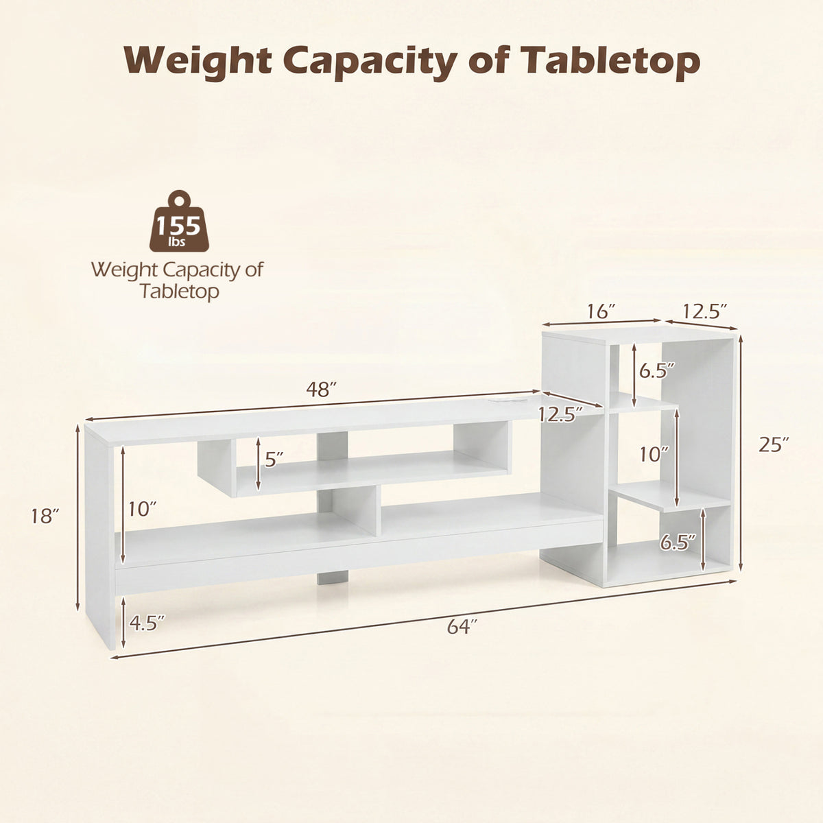 Cube TV Stand for 55 Inch TV with Power Outlets and Open Storage Shelves