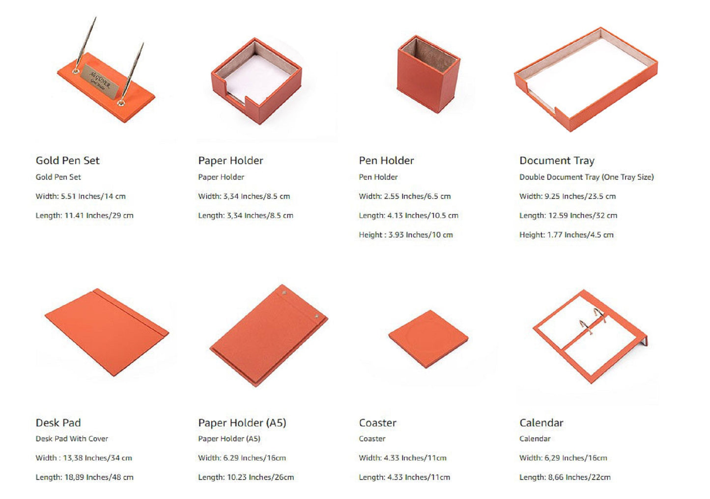 MOOG  Leather Desk Set-10 Accessories-Desk Organizer-Desk Office Accessories-Office Organizer- Single Document Tray  -10 PCS