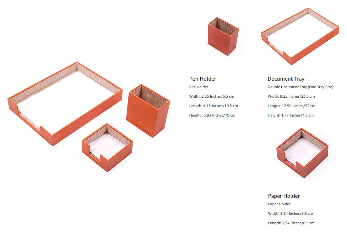 MOOG Leather Desk Set-3 Accessories-Single Document Tray - Turquoise - 3 PCS