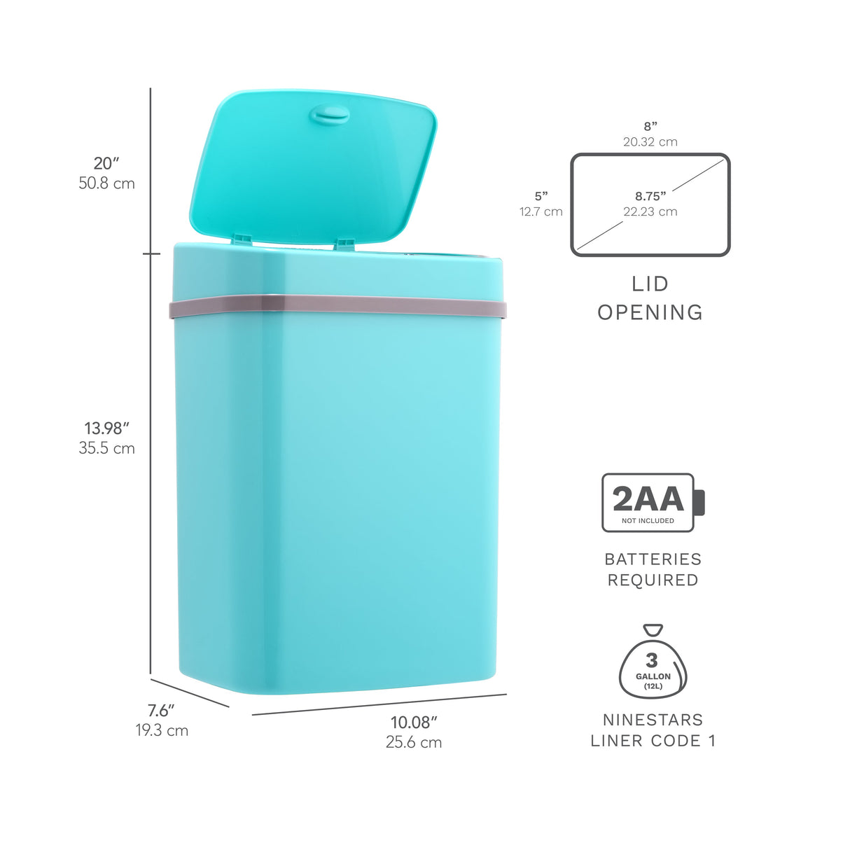 Rectangular Motion Sensor Trash Can 3.2 Gallon ABS | DZT-12-5