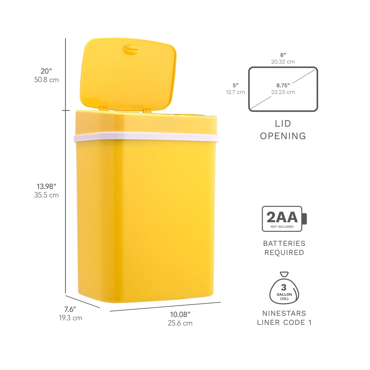 Rectangular Motion Sensor Trash Can 3.2 Gallon ABS | DZT-12-5