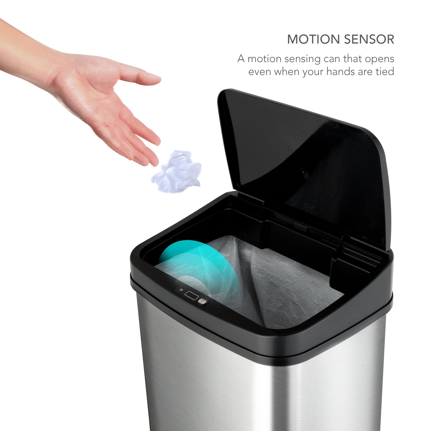 13.2 Gallon | Rectangular Motion Sensor Trash Can | DZT-50-28