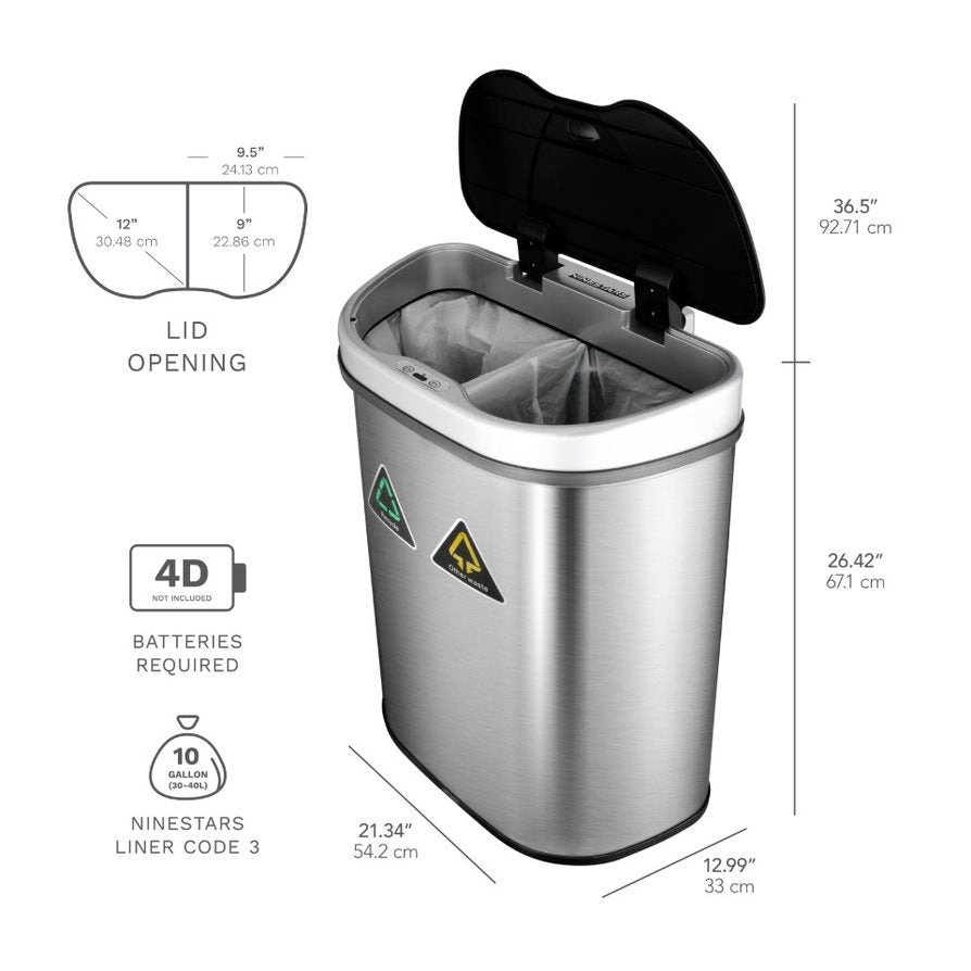Dual Compartment Motion Sensor Trash Can 18.5 Gallon | DZT-70-11R