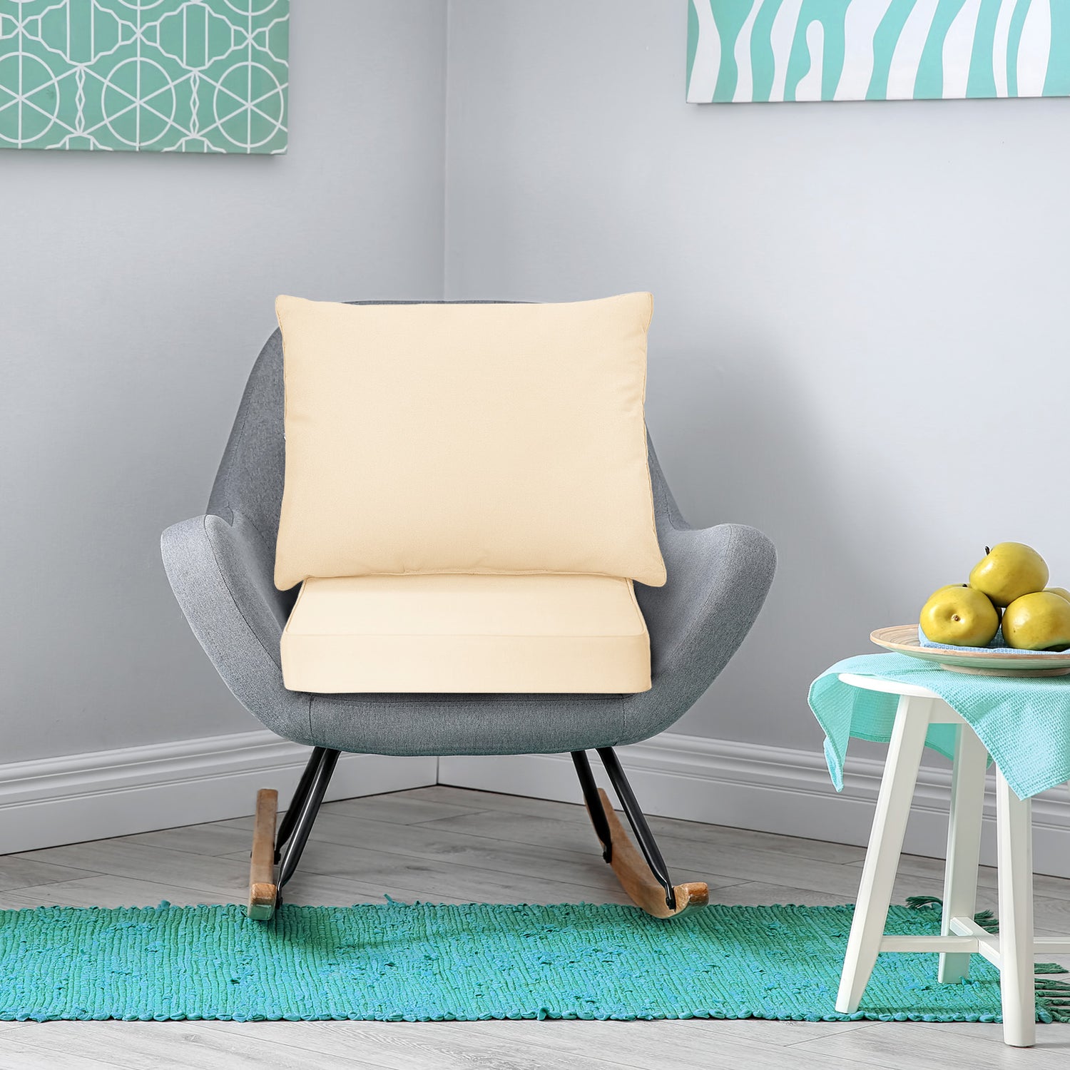 Deep Seat Chair Cushion Pads Set with Rope Belts for Indoor and Outdoor