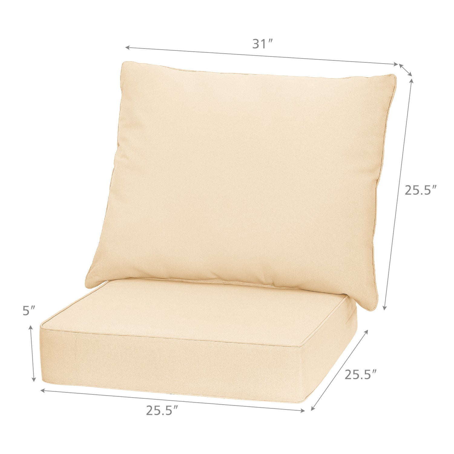 Deep Seat Chair Cushion Pads Set with Rope Belts for Indoor and Outdoor