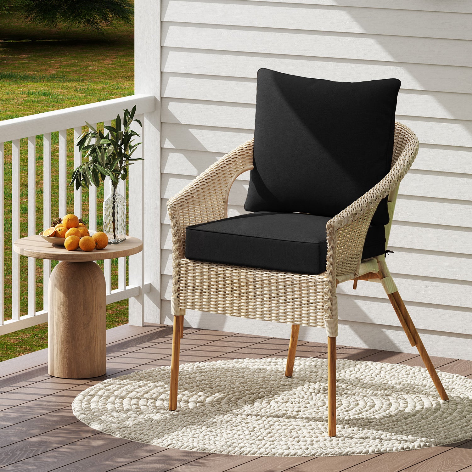 Deep Seat Chair Cushion Pads Set with Rope Belts for Indoor and Outdoor