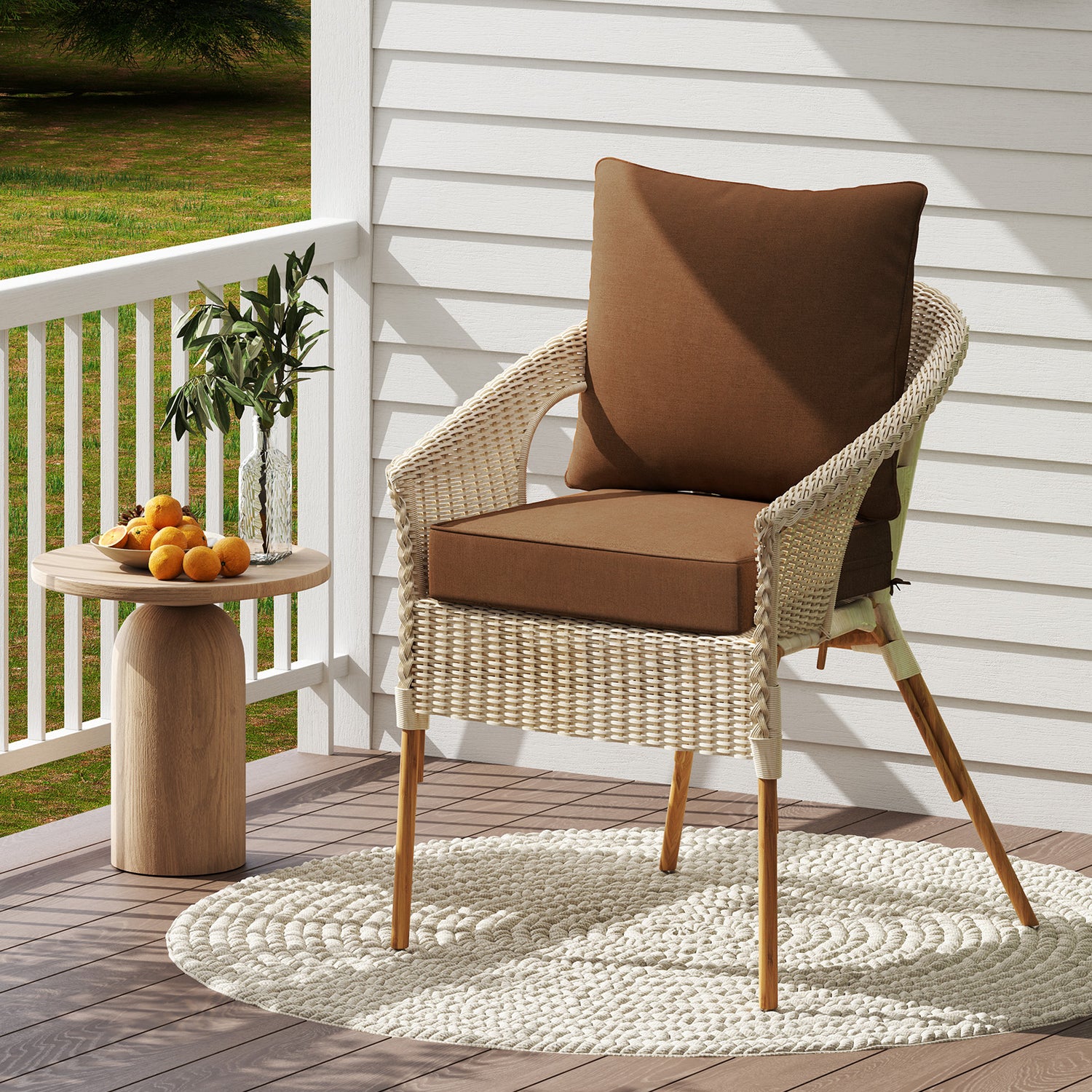Deep Seat Chair Cushion Pads Set with Rope Belts for Indoor and Outdoor