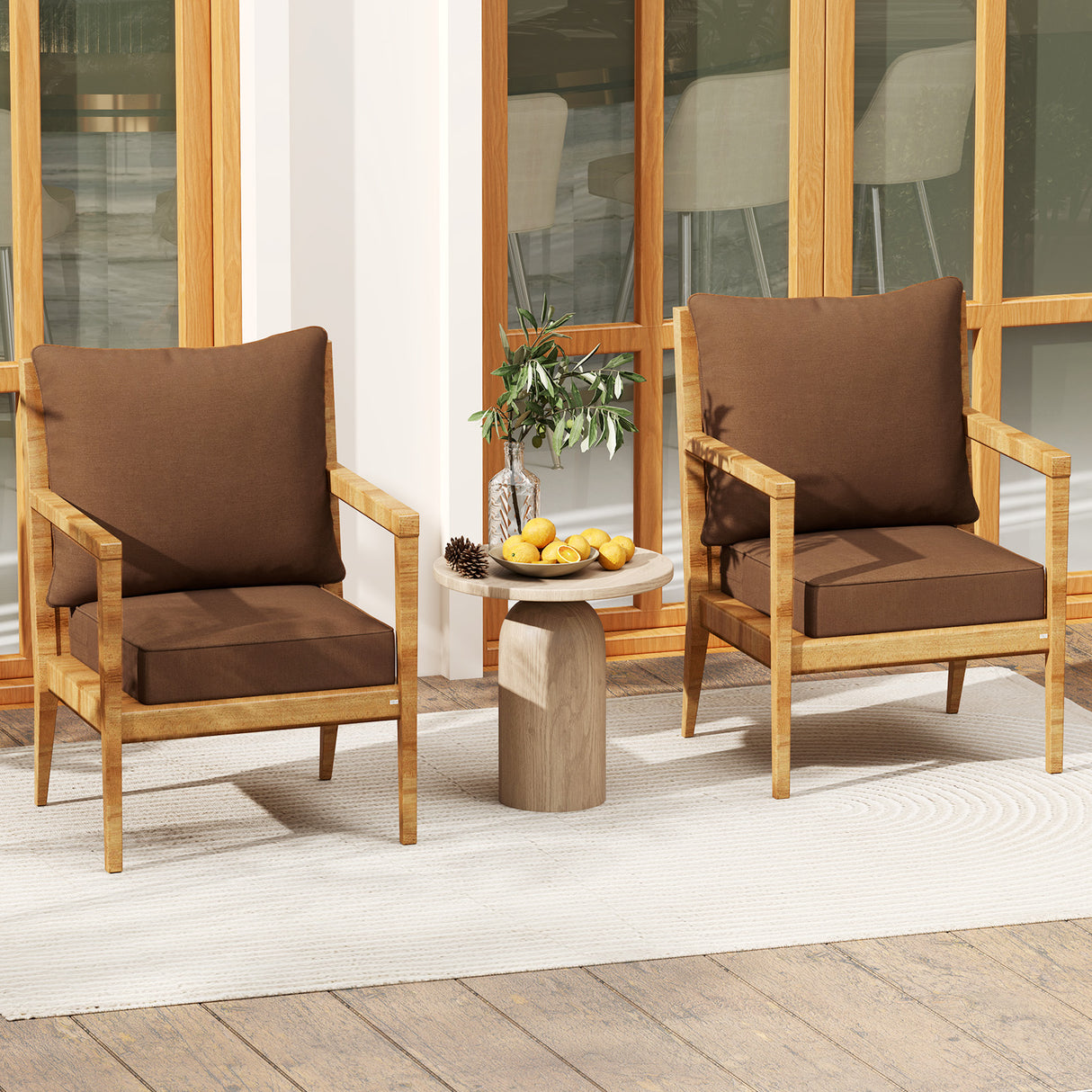 Deep Seat Chair Cushion Pads Set with Rope Belts for Indoor and Outdoor