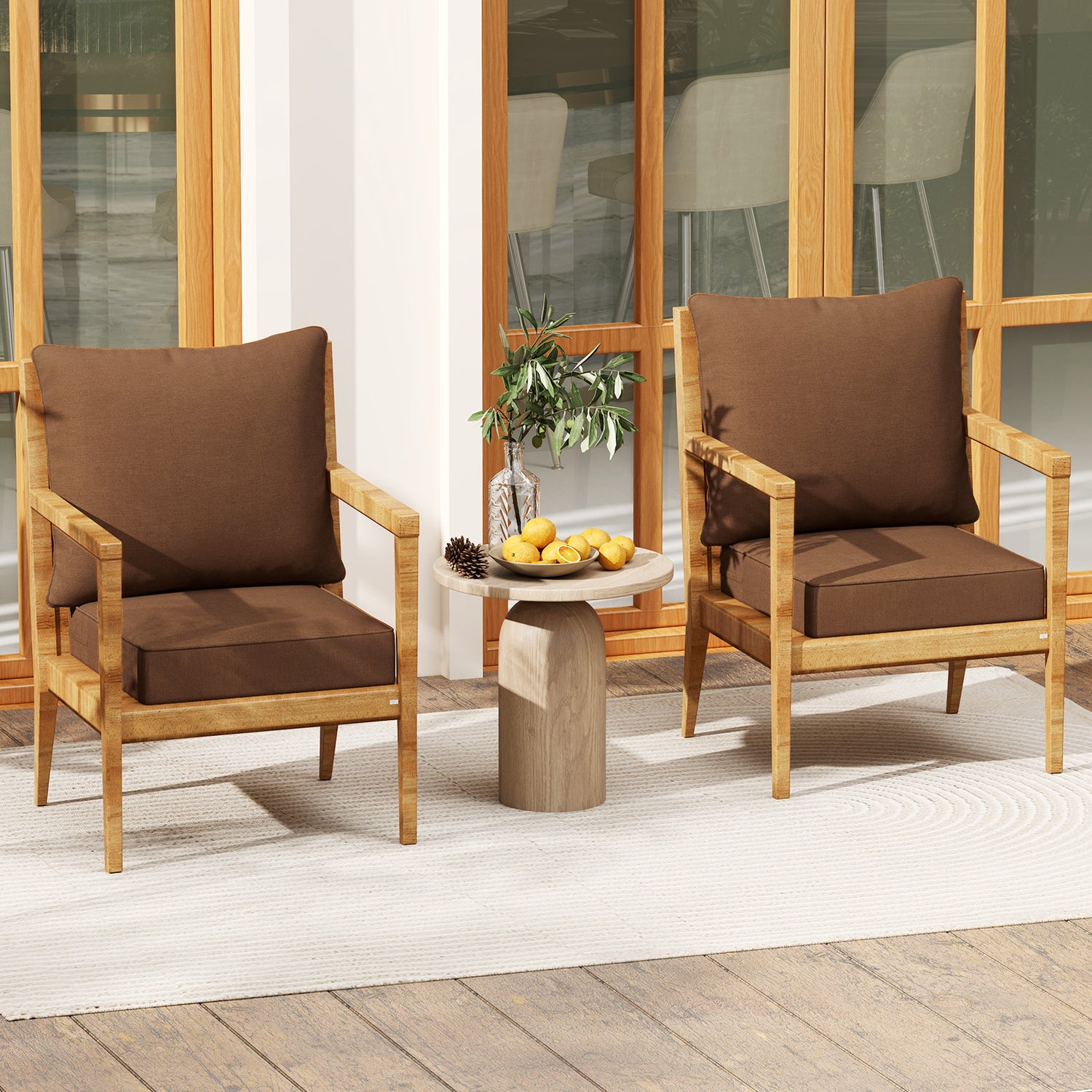 Deep Seat Chair Cushion Pads Set with Rope Belts for Indoor and Outdoor