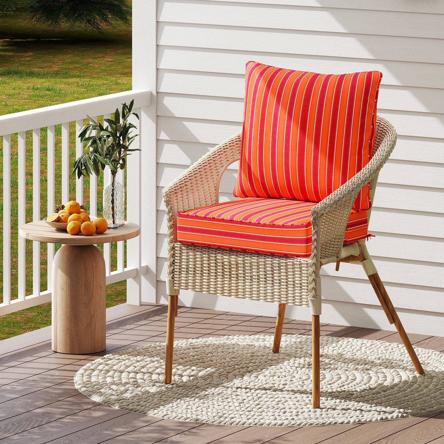 Deep Seat Chair Cushion Pads Set with Rope Belts for Indoor and Outdoor