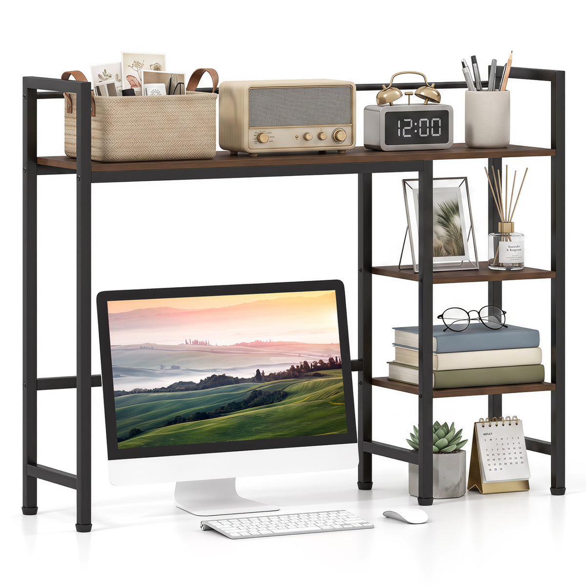 Desktop Bookshelf 38.5" W with Storage Display Rack for Home Office