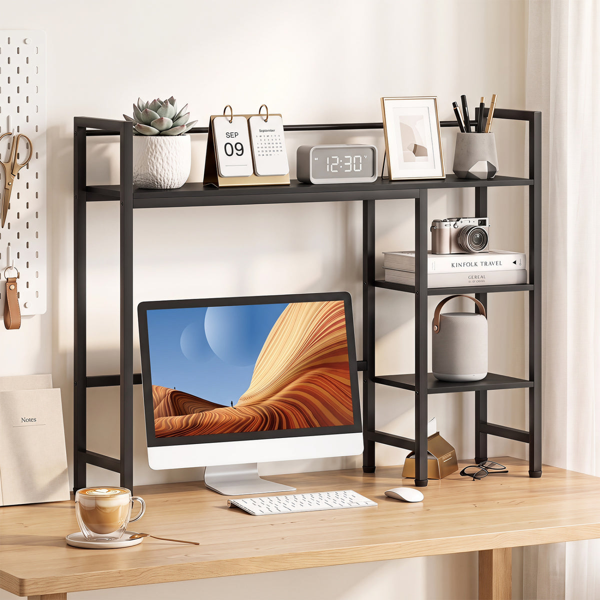 Desktop Bookshelf 38.5" W with Storage Display Rack for Home Office