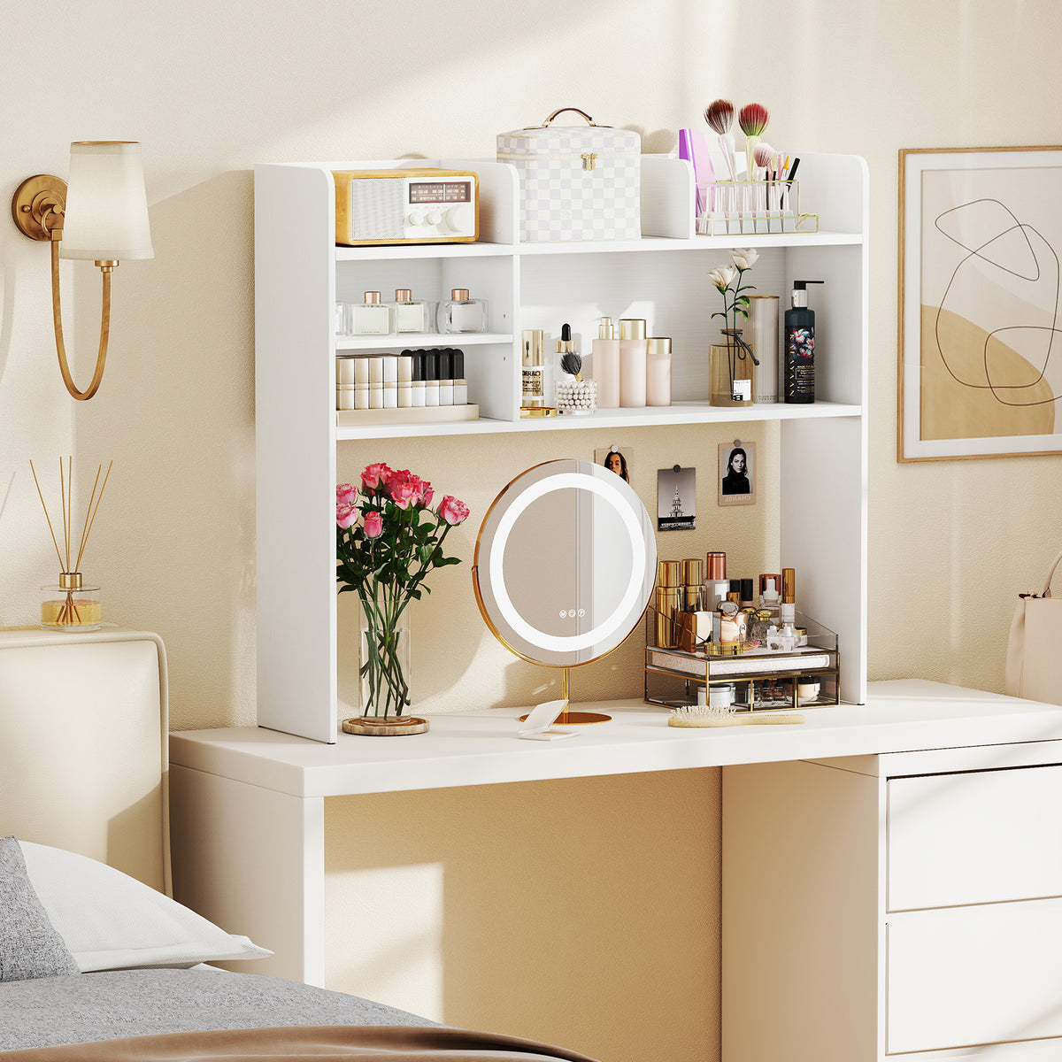 Desktop Bookshelf Countertop Storage Hutch with 6 Shelves
