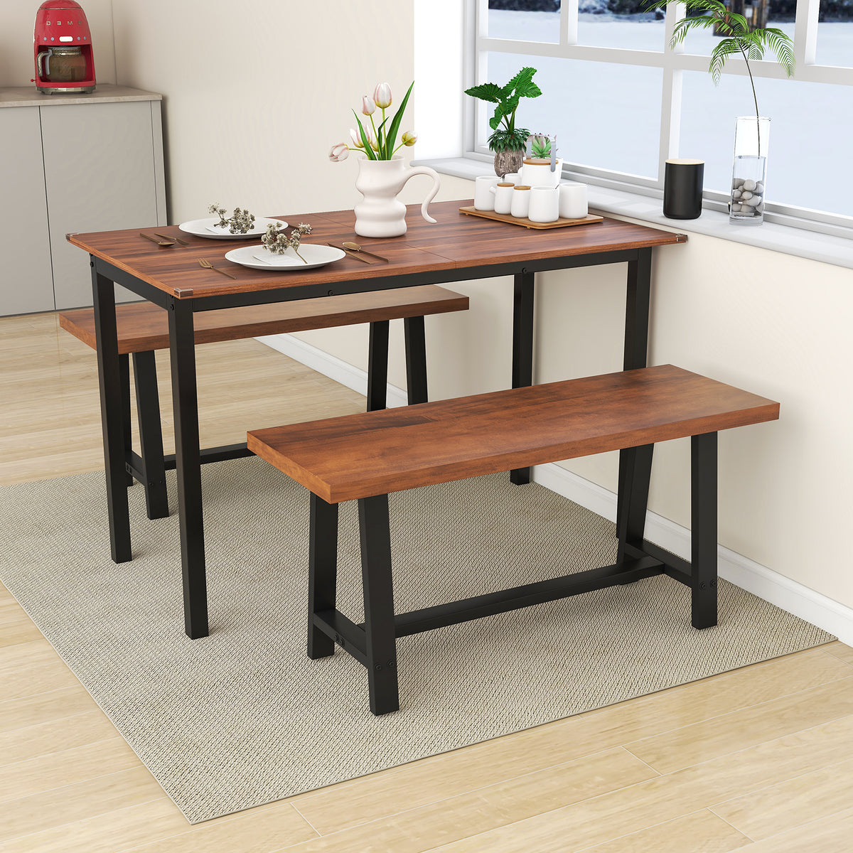 Dining Bench 2/3 Person Entryway Shoe Bench with Metal Frame-40/Frame-60 inches
