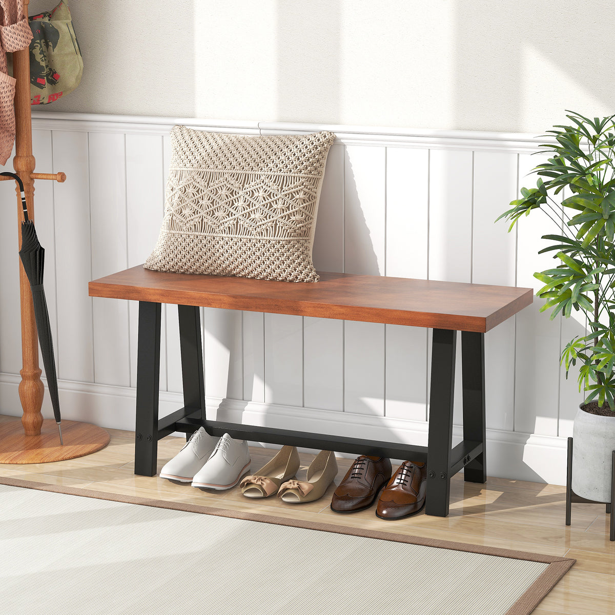 Dining Bench 2/3 Person Entryway Shoe Bench with Metal Frame-40/Frame-60 inches