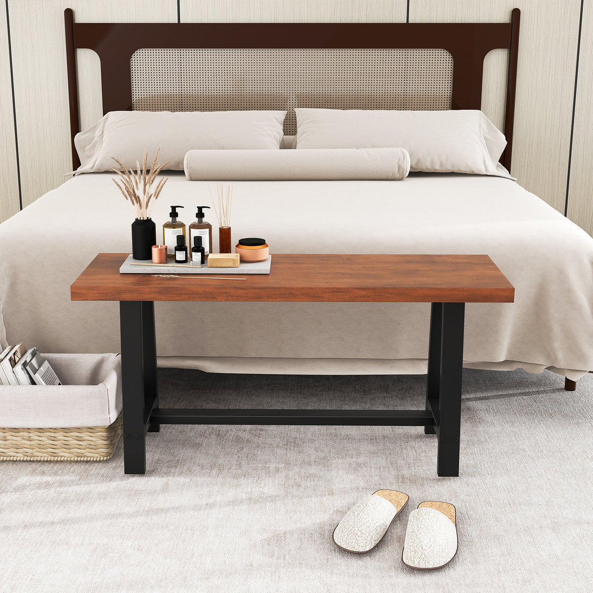 Dining Bench 2/3 Person Entryway Shoe Bench with Metal Frame-40/Frame-60 inches
