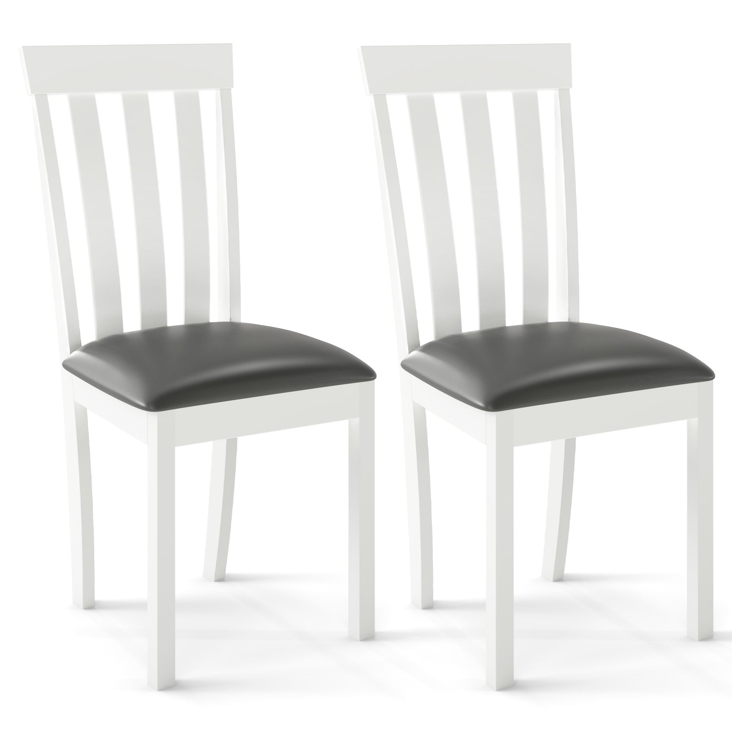 Dining Chair Set of 2 Upholstered Wooden Kitchen Chairs with Padded Seat and Rubber Wood Frame