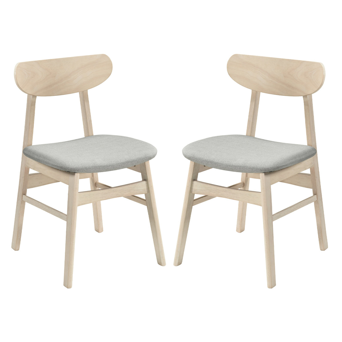 Dining Chair Set of 2 Fabric Upholstered Kitchen Armless Chairs-Natural