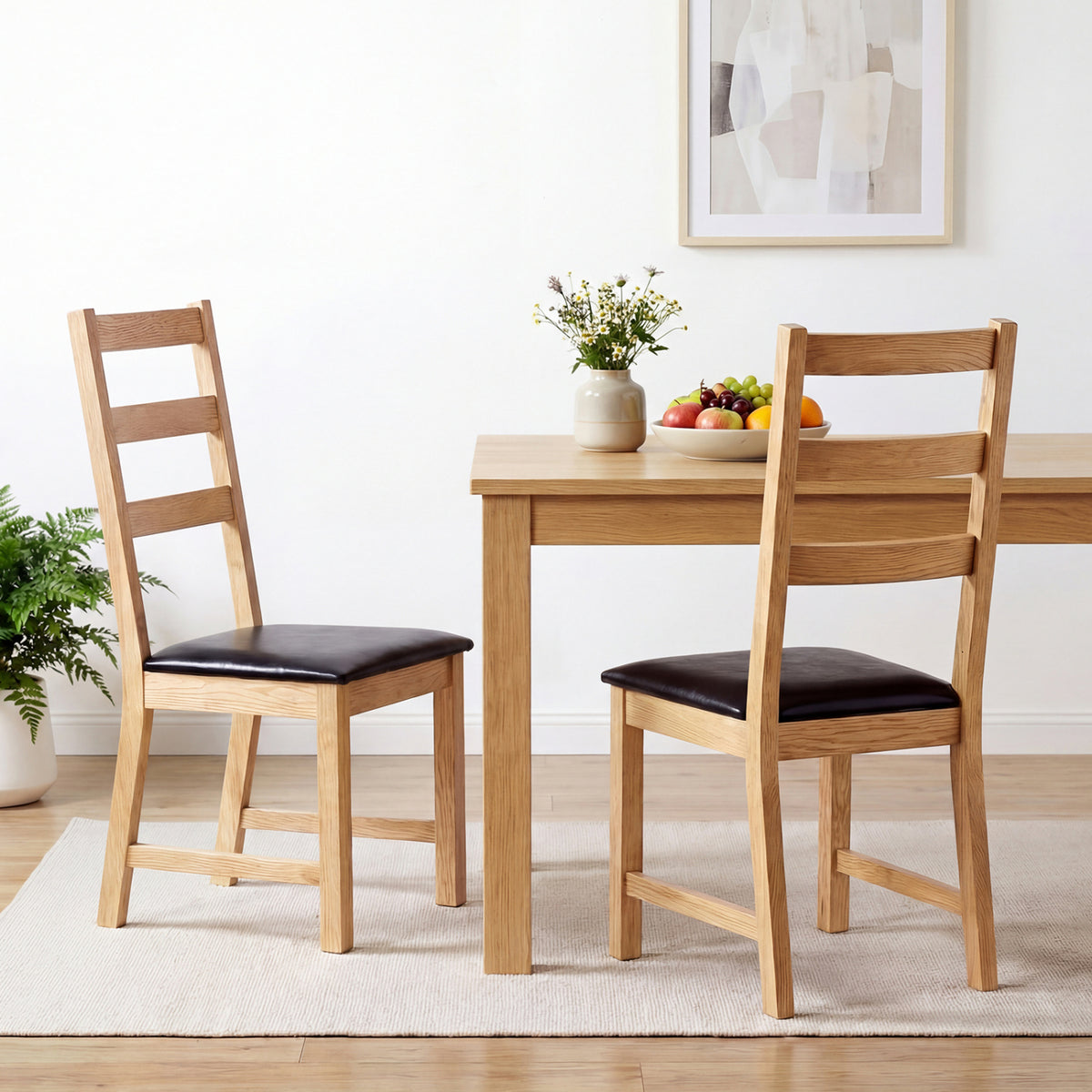 Dining Chairs Set of 2 Farmhouse Dining Room Chairs with Hollowed Backrest-Natural