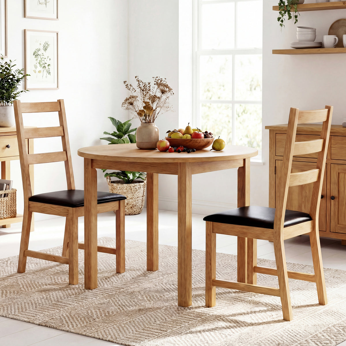 Dining Chairs Set of 2 Farmhouse Dining Room Chairs with Hollowed Backrest-Natural