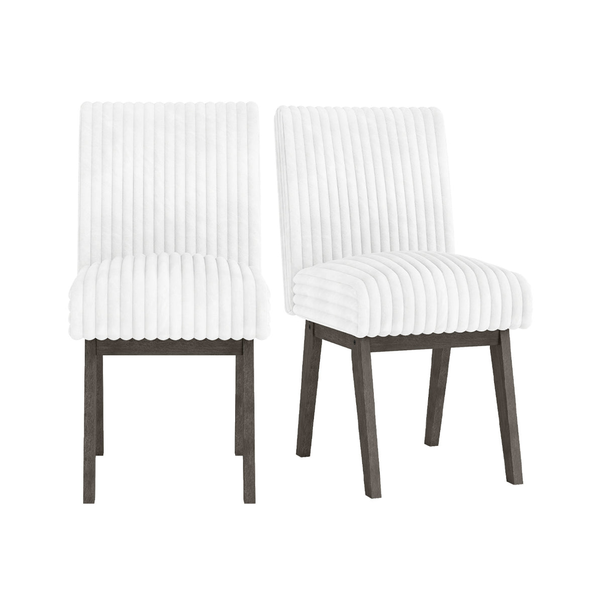 Dining Chairs Set of 2 Fabric Upholstered Kitchen Chairs with Padded Seatand Rubber Wood Legs-Gray & White