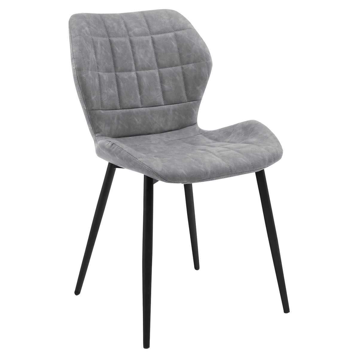 Dining Chairs Set of 2 with Padded Back Metal Legs and Adjustable Foot Pads-Gray