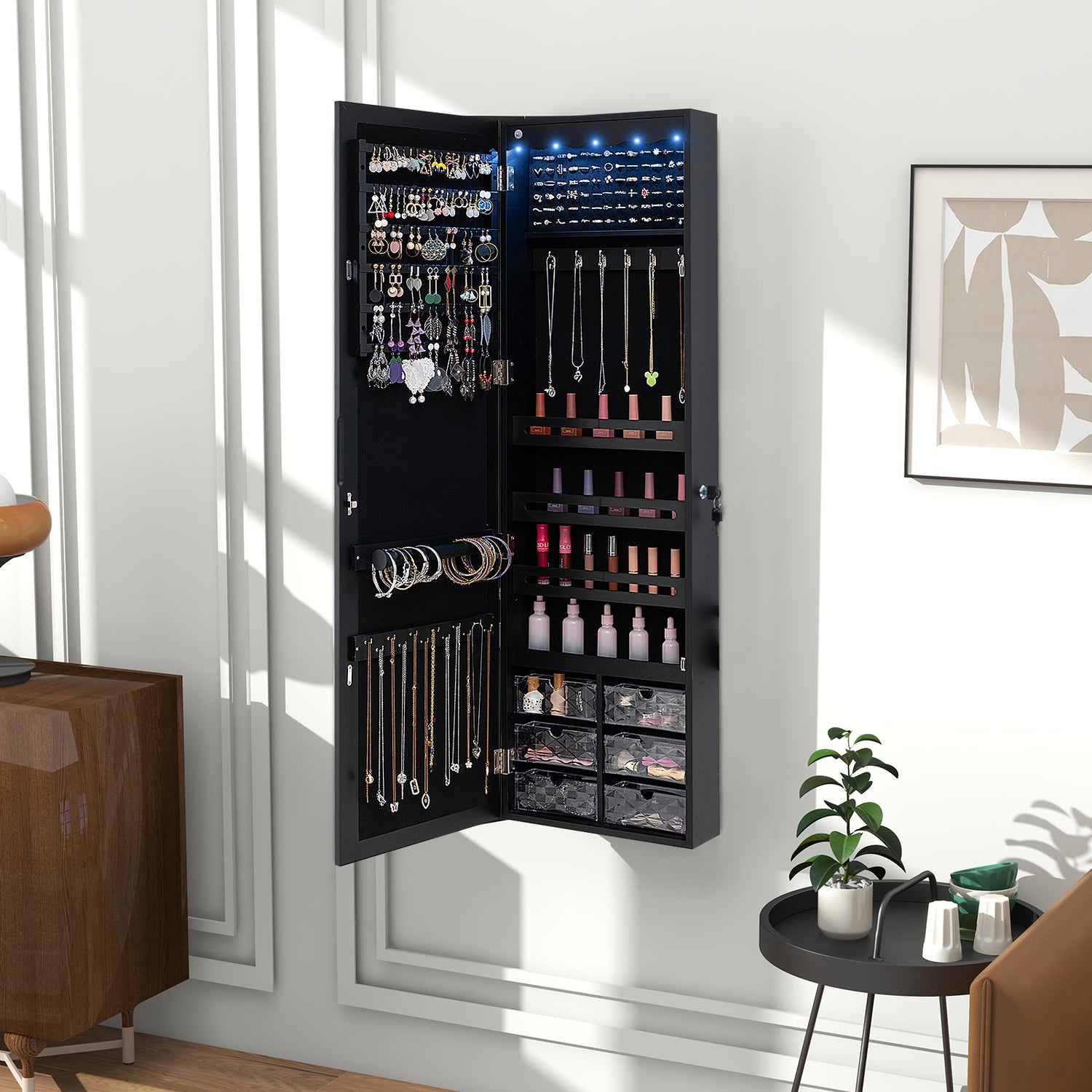 5 LEDs Jewelry Armoire Wall Mounted / Door Hanging Mirror