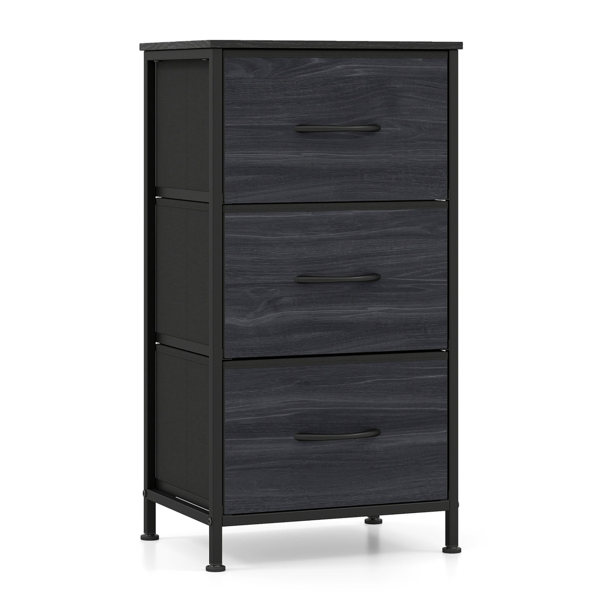 Dresser Nightstand with Roomy Fabric Drawers for Bedroom Storage Cabinet with Metal Frame