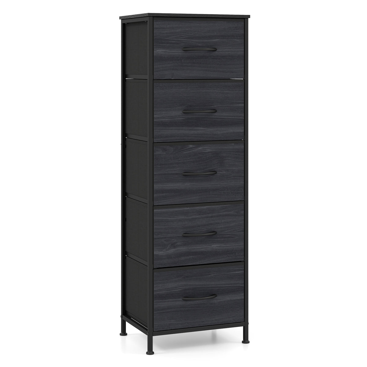 Dresser Nightstand with 5 Roomy Fabric Drawers for Bedroom