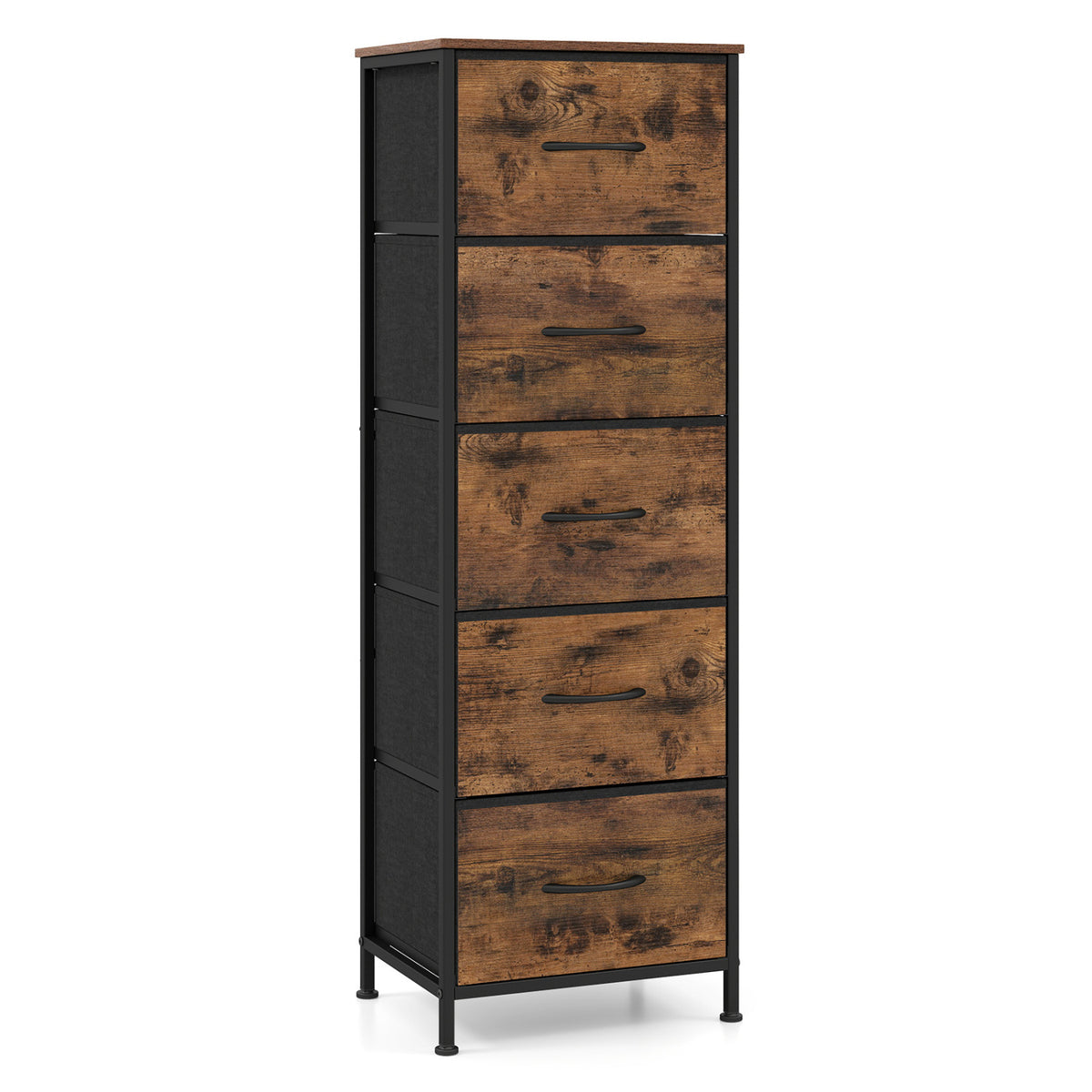 Dresser Nightstand with 5 Roomy Fabric Drawers for Bedroom