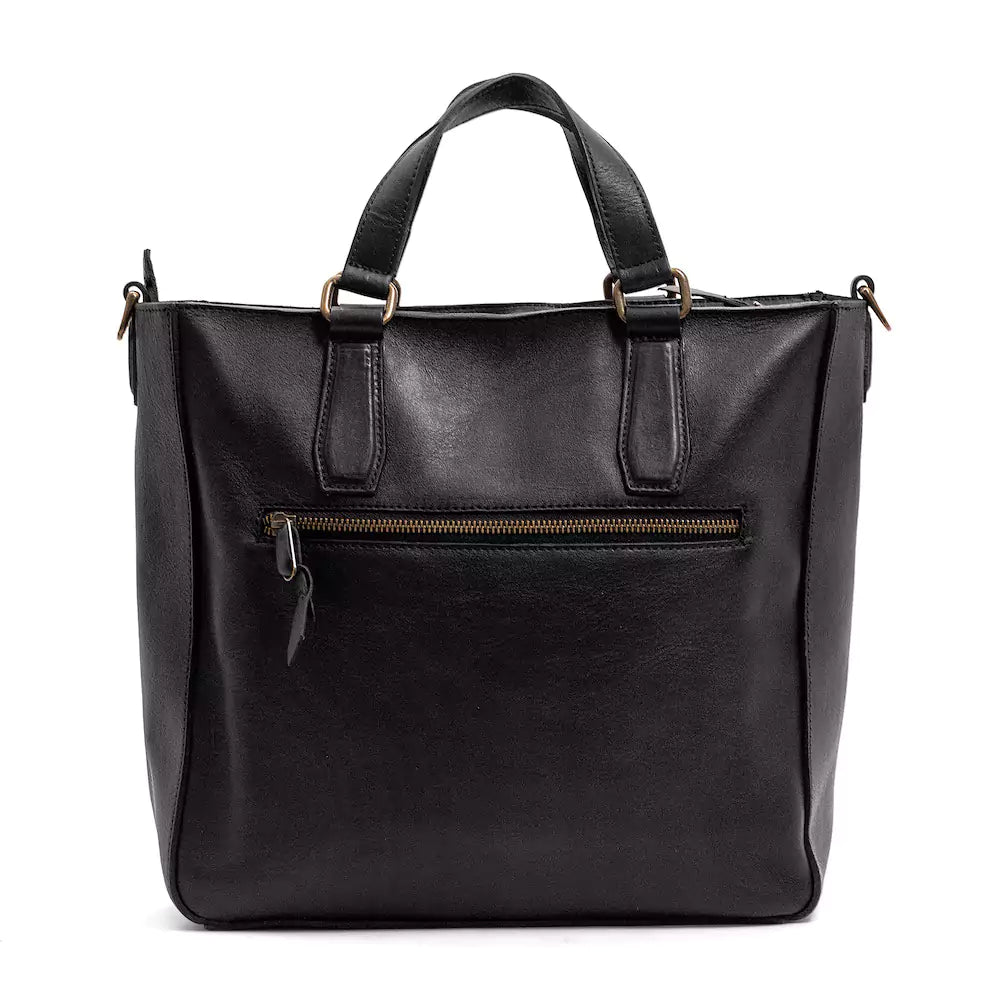 Ellington Leather Market Tote with Zippered Pouch