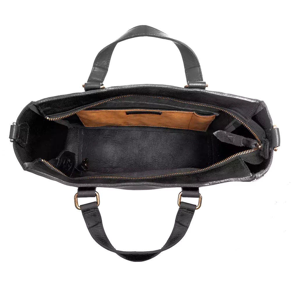 Ellington Leather Market Tote with Zippered Pouch