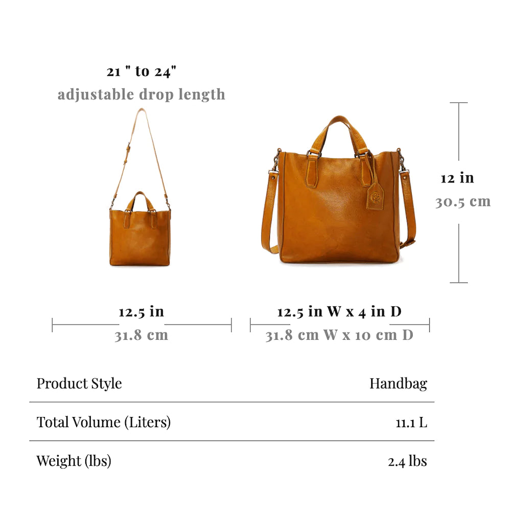 Ellington Leather Market Tote with Zippered Pouch