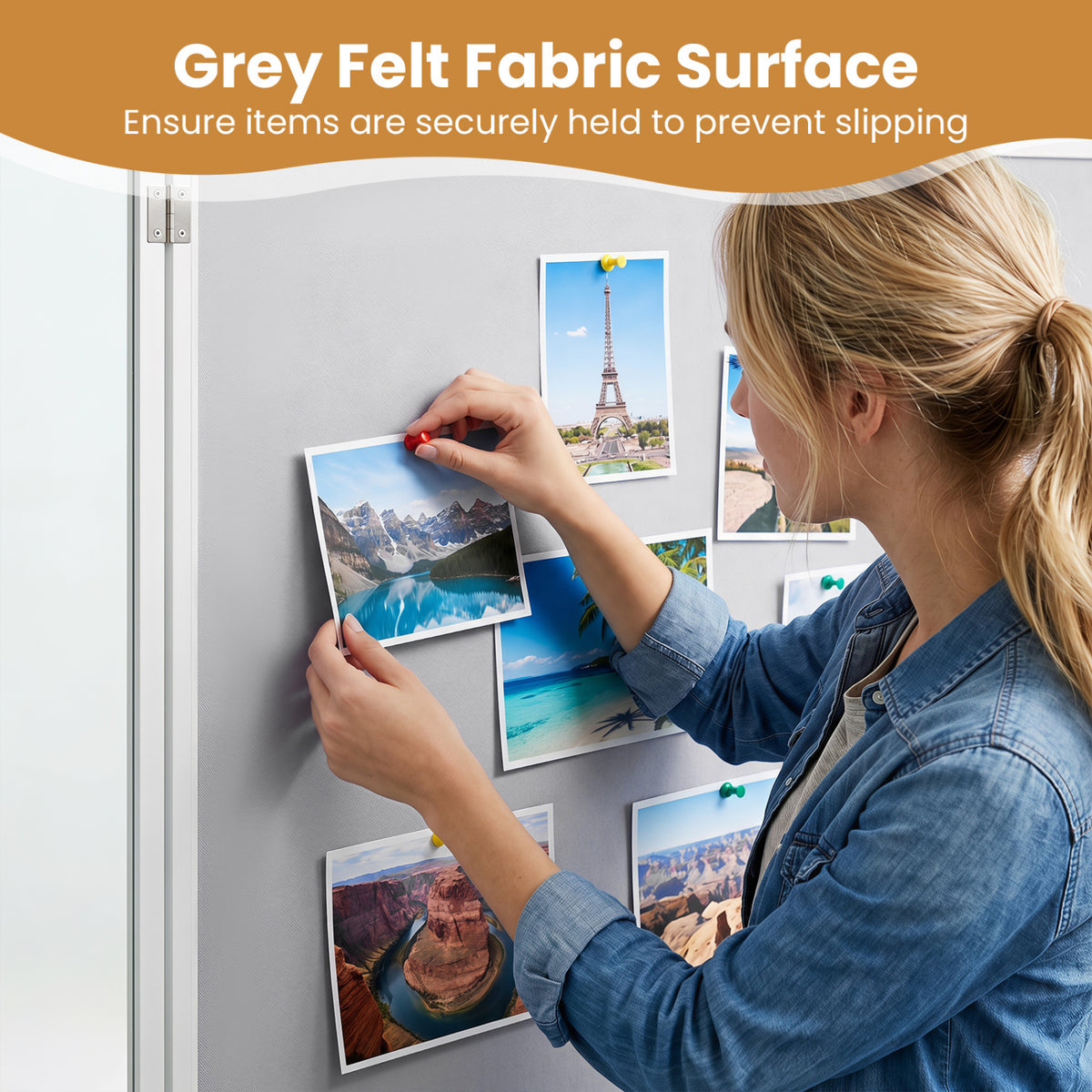 Enclosed Bulletin Board Lockable Cork Notice Board with Aluminum Frame-Sliver