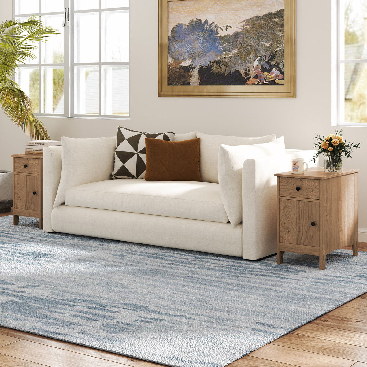 Flip Top End Table with Charging Station USB Ports Outlets and Drawer