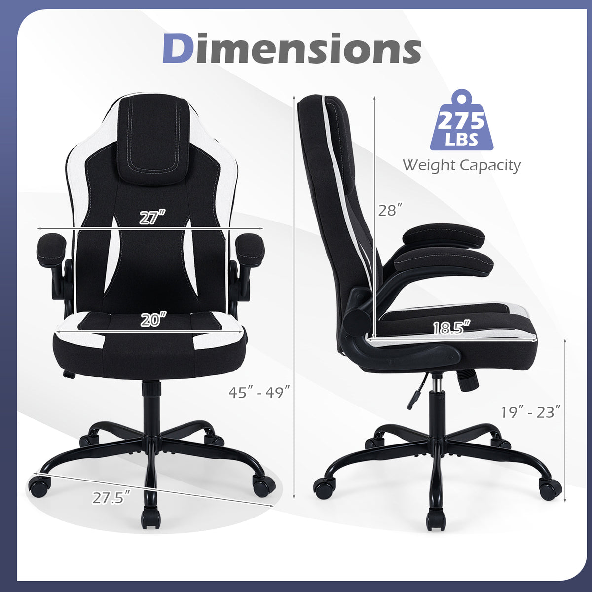Ergonomic Computer Office Chair with 90° Flip-up Armrests
