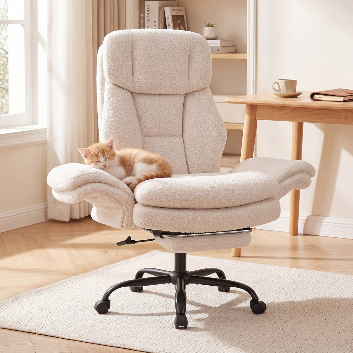 Ergonomic Cross Legged Office Chair Big and Tall Executive Chair with Retractable Footrest