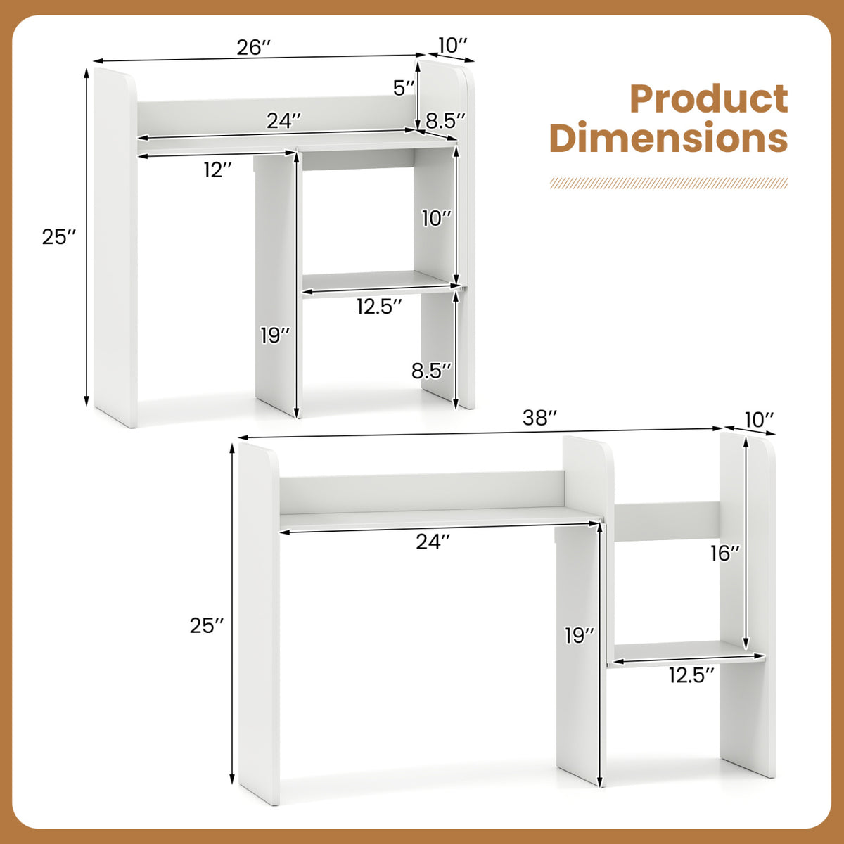 Expandable Desk Bookshelf with Open Cubes and Desktop Display Rack
