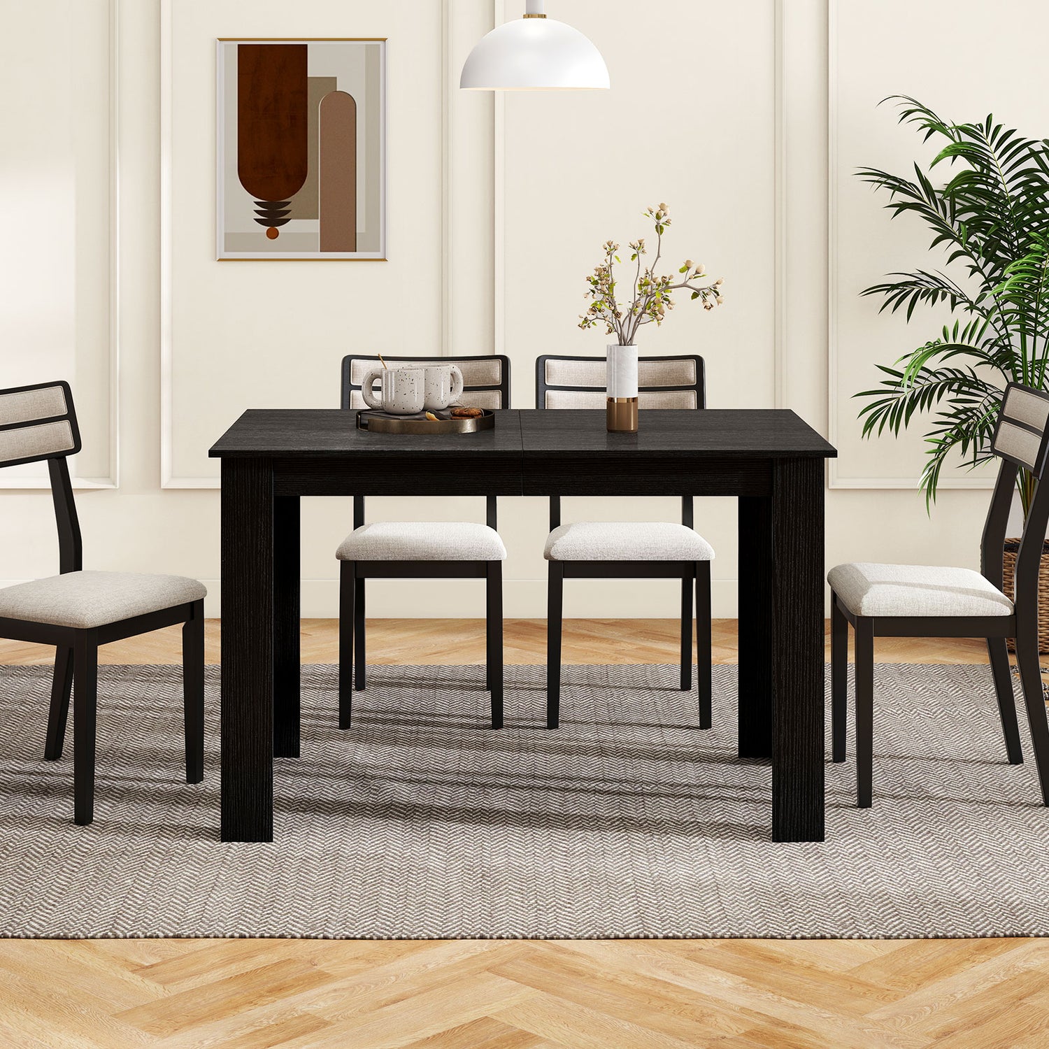 Extendable Dining Table for 4-8 People 47"-62" Large Rectangular Kitchen Table